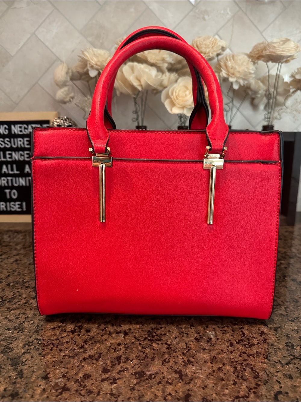 Classic Structured Red Tote Bag - Women